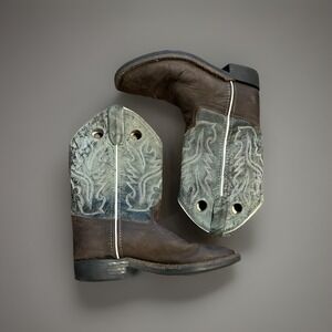 Old West Teal Unisex Western Cowboy Boots Size 020‎ BSC1884